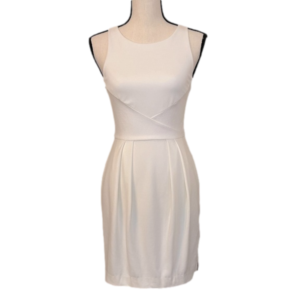 Armani Exchange Off White Pleated Sleeveless Dress Size 2